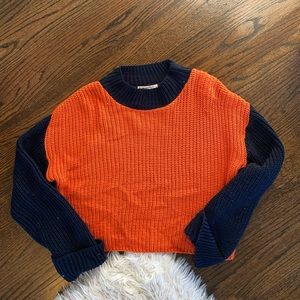 ASOS orange and blue color block sweater